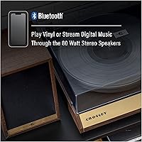 Vista 5 de Crosley C72 2-Speed Belt-Drive Bluetooth Turntable Record Player with 80W Speakers and Carbon Fiber Tonearm, Walnut
