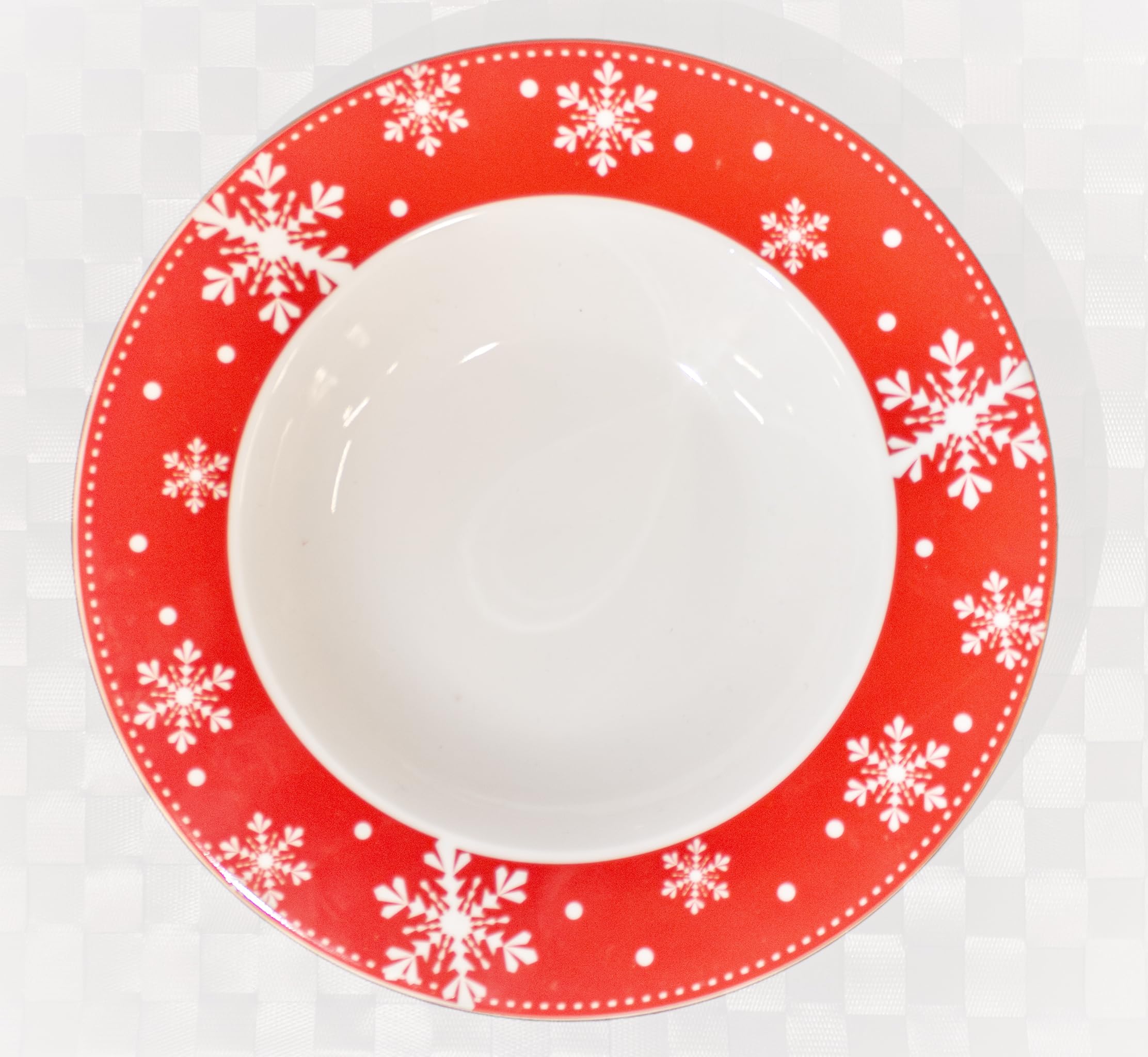 Set di 18 Piatti Porcellana di Natale Per 6 Persone Con Decoro Babbo Natale Fiocchi Di Neve