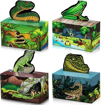 Nezyo 24 Pcs Reptile Party Favor Boxes, Snake Frog Lizard Crocodile Kids