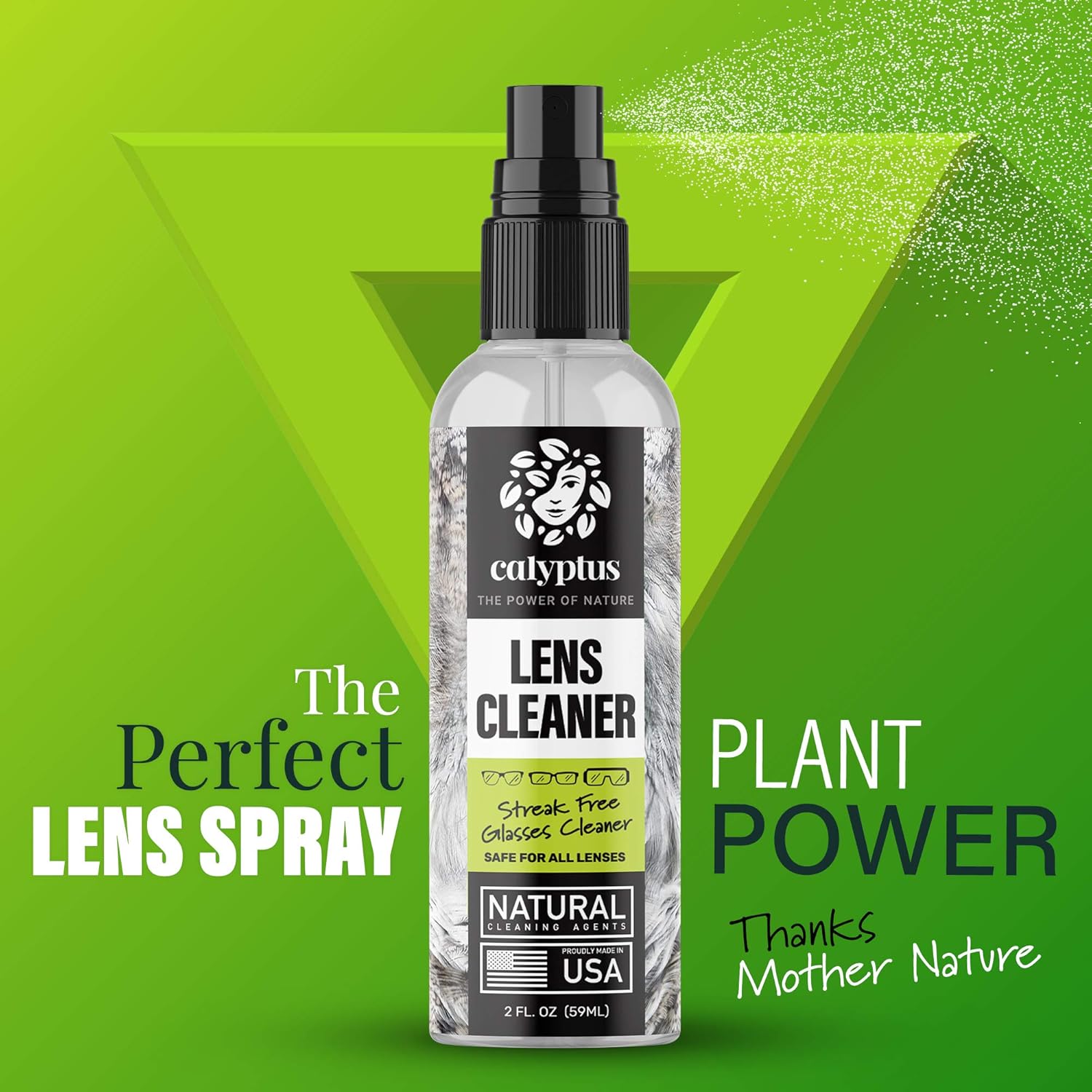 Calyptus Eyeglass Lens Cleaner Spray Kit | Plant Based and USA Made | 6 Ounces + 3 Cloths | Streak and Alcohol Free | Specially Crafted Glasses Cleaner | Safe for All Lenses : Everything Else