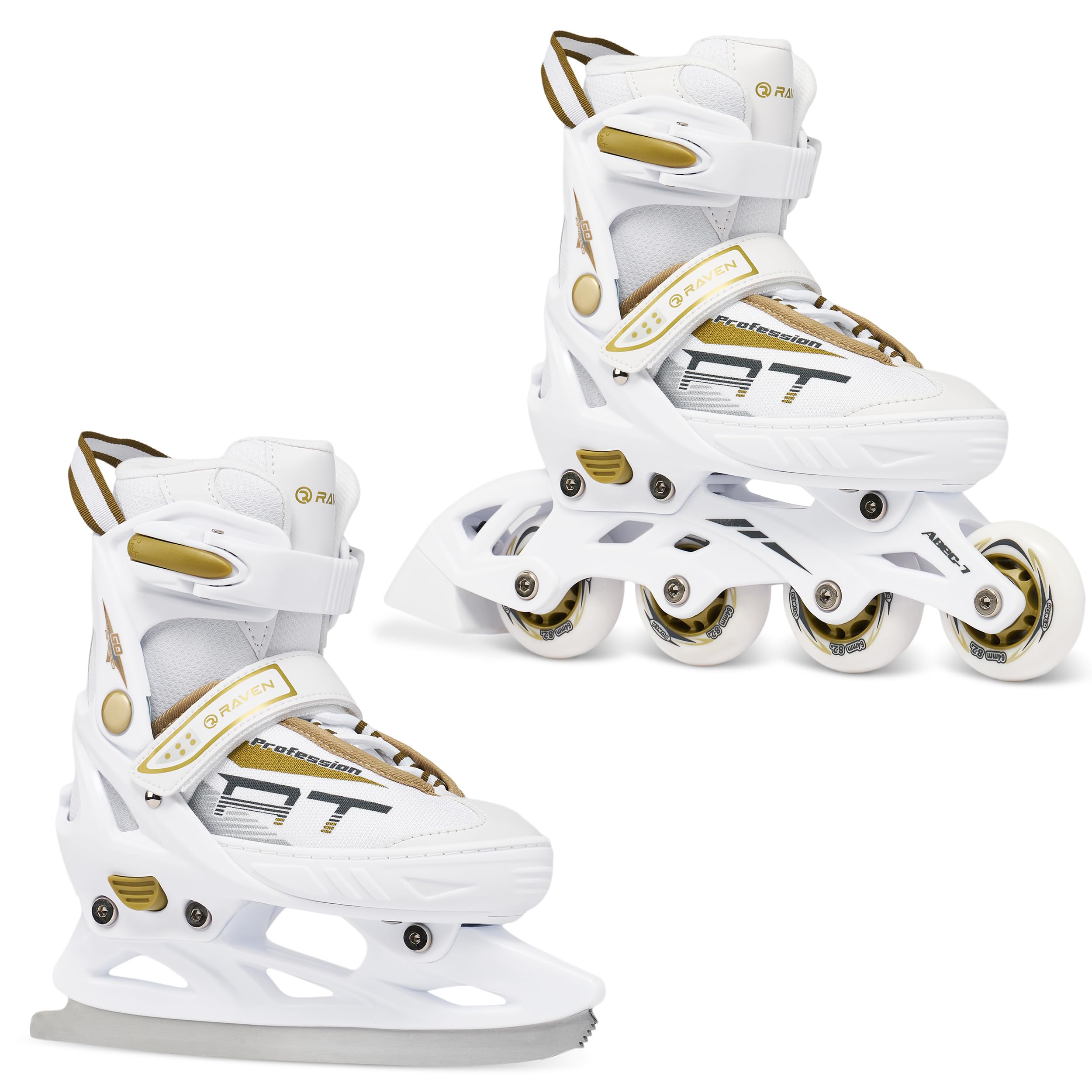 RAVEN Profession - Rollers en Ligne - Réglables, modifiable - Homme Femme Enfant Adulte garçon Fille Rollers 2 en 1 avec Patins a Glace