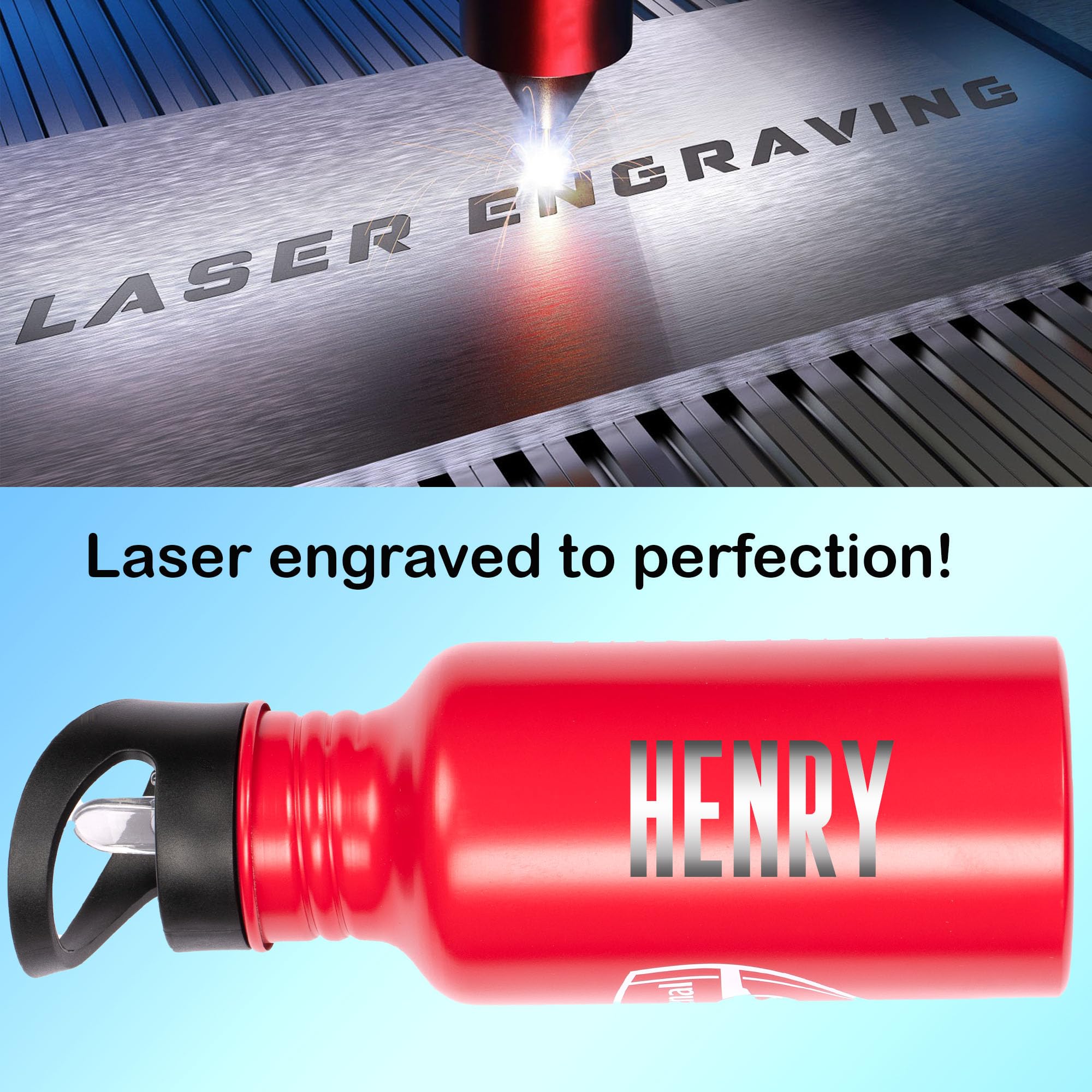 Arsenal FC Personalised 500ml Metal Water Bottle - Engraved Name School And Training Bottle - Perfect Gift For Boys And Football Fans - View #6