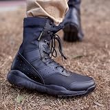 WWOODTOMLINSON Botas de desierto y de selva LD para hombres livianas con cordones de microfibra/gamuza botas de combate de exterior botas militares botas de tácticas zapatos que permiten el paso del aire botas (negras, tostado), negro, 5.5 D (M) US