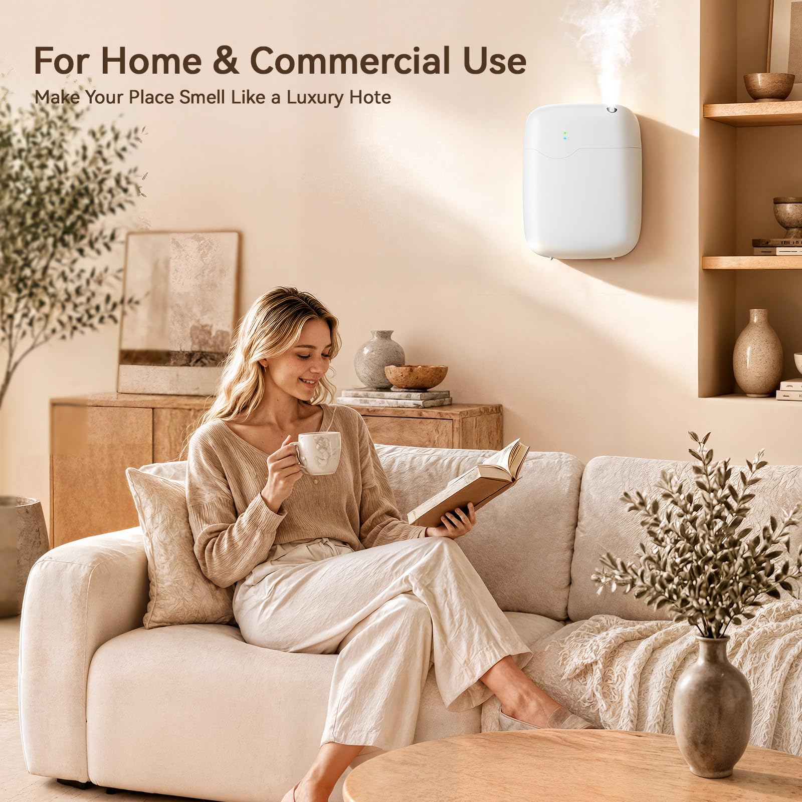 Diffusore di oli essenziali senz'acqua con controllo tramite app Bluetooth, macchina intelligente per profumo, copre fino a 3000 mq per casa, hotel e spa, diffusore silenzioso per aromaterapia