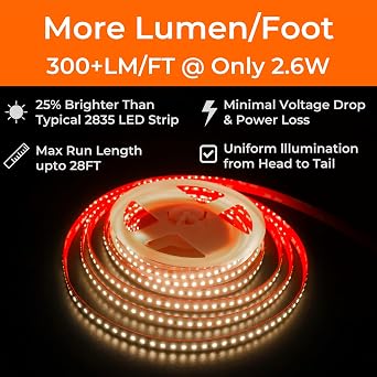 3000K LED Strip Lights Kit 32.8FT Standard 300+lm/FT 24V 2835 Tape Light +10pcs Pack 2-Pin 10mm Solderless Power Connector for Easy Installation, UL Listed, CRI 95, 3M VHB Tape, Cuttable, DIY