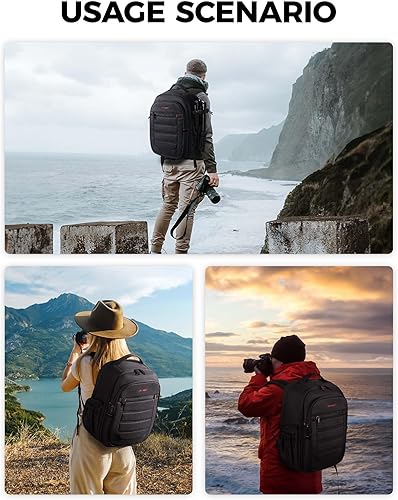 Miniatura 8 de BAGSMART Mochila para cámara, bolsas expandibles para cámara DSLR SLR para fotógrafos, mochila de viaje para fotografía con compartimento para