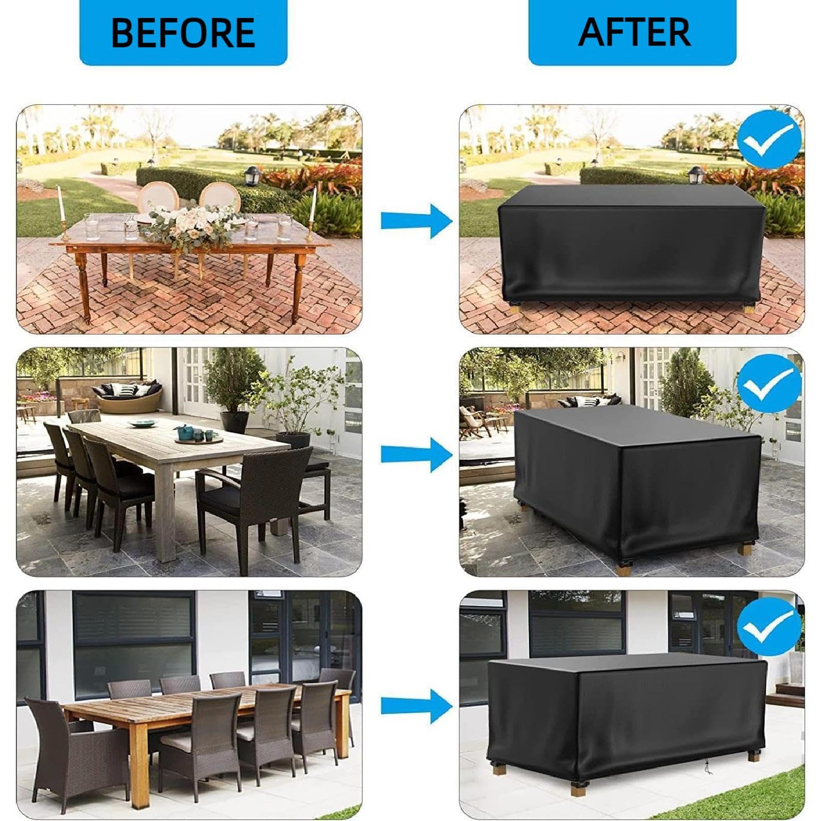 Copertura resistente per mobili da giardino, 600D, impermeabile, antivento, anti UV, 480 x 160 x 100 cm, cubo/rettangolare, grande protezione per mobili da giardino in rattan, divano e mobili da