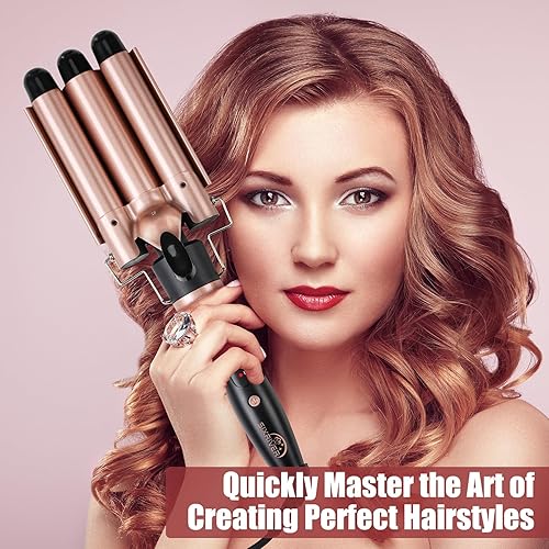 Miniatura 7 de Sixriver Rizador de 3 barriles, rizador de pelo de calentamiento rápido, plancha de pelo de triple barril con control de temperatura de 2 LED,