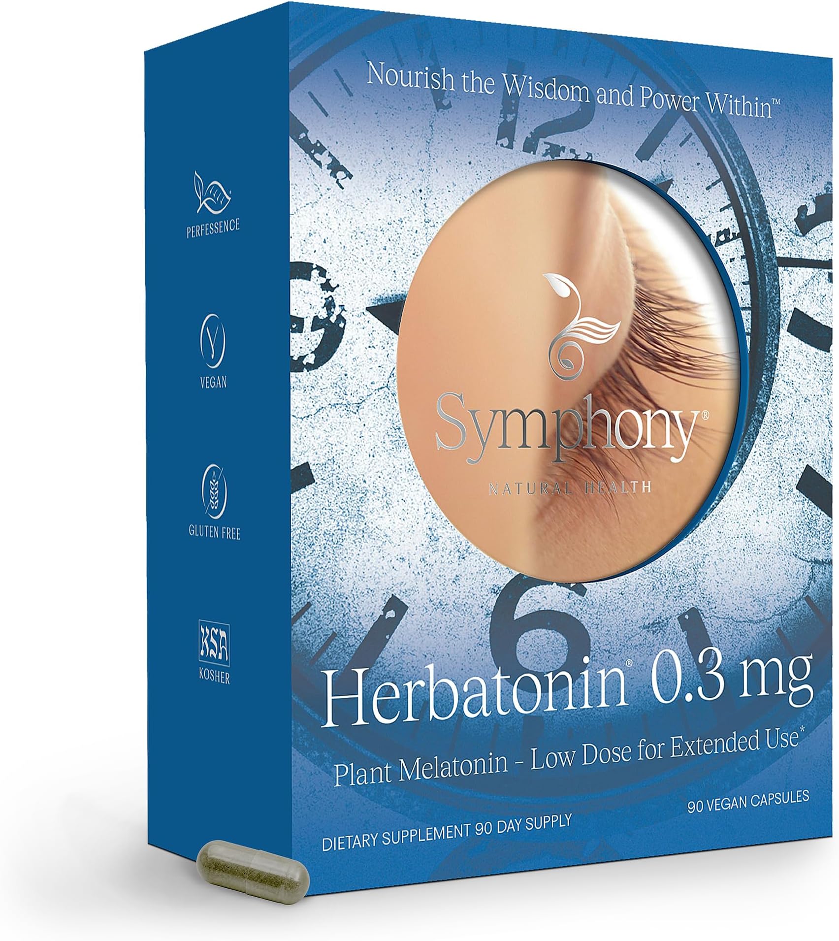 0.3 mg – Low Dose Plant Based Melatonin for Sleep Support – 90 Vegan Capsules