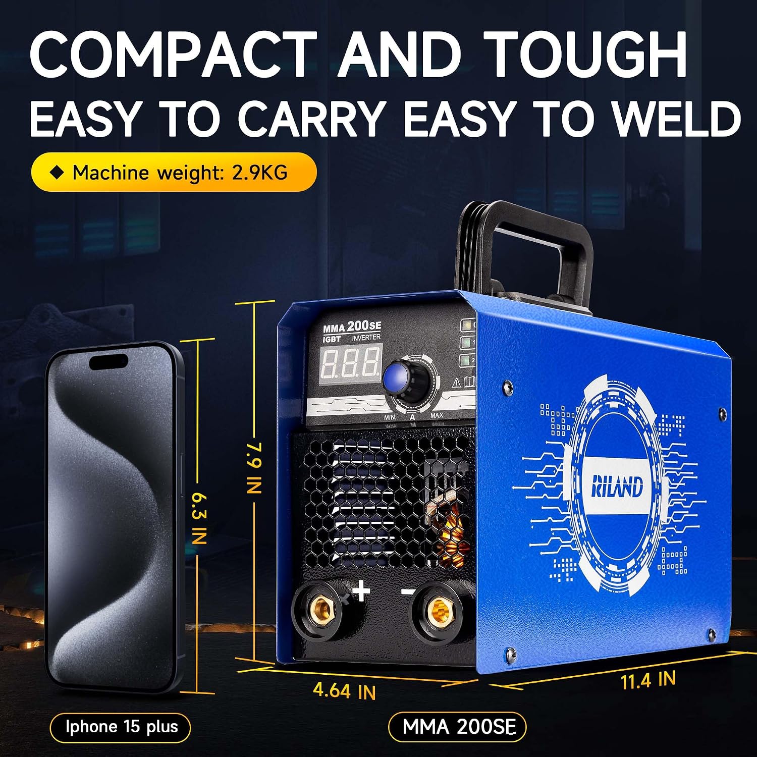 RILAND Stick Welder 200A compact size comparison
