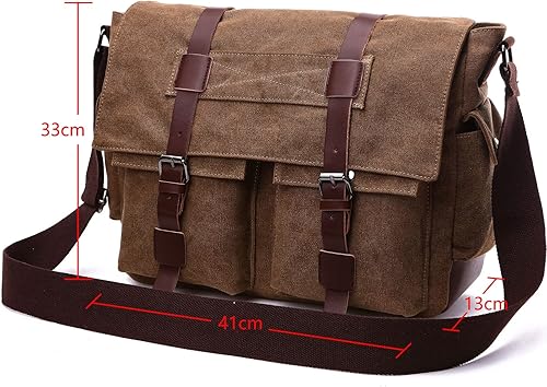 Miniatura 6 de Bolsa de mensajero de lona militar, bolsa de hombro para laptap para hombres, bolsa de trabajo cruzada, bolsa de negocios casual