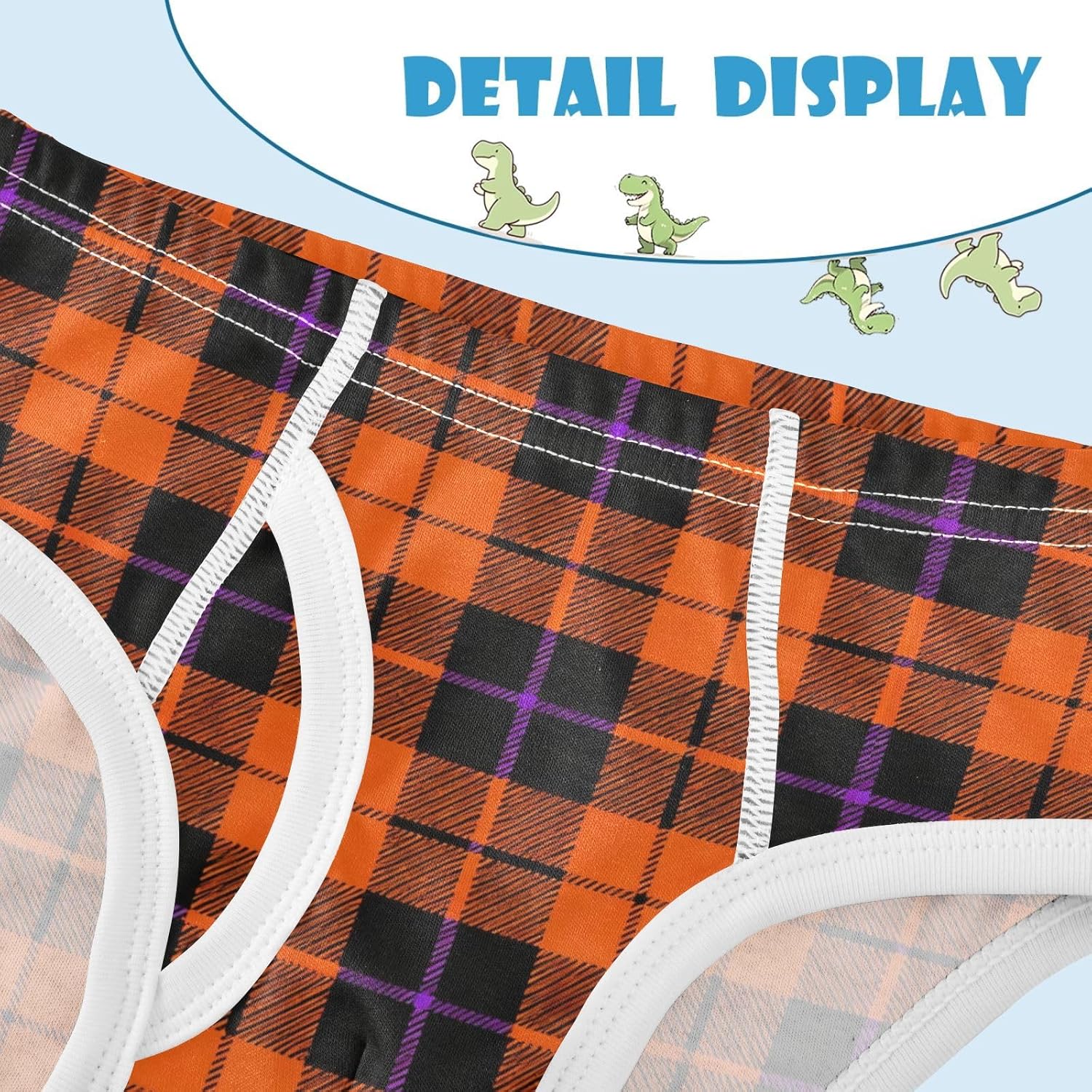 visesunny Boys Training Underwear Orange Plaid Halloween Breathe Cotton Potty Briefs Size 2T-8Y for Toddler