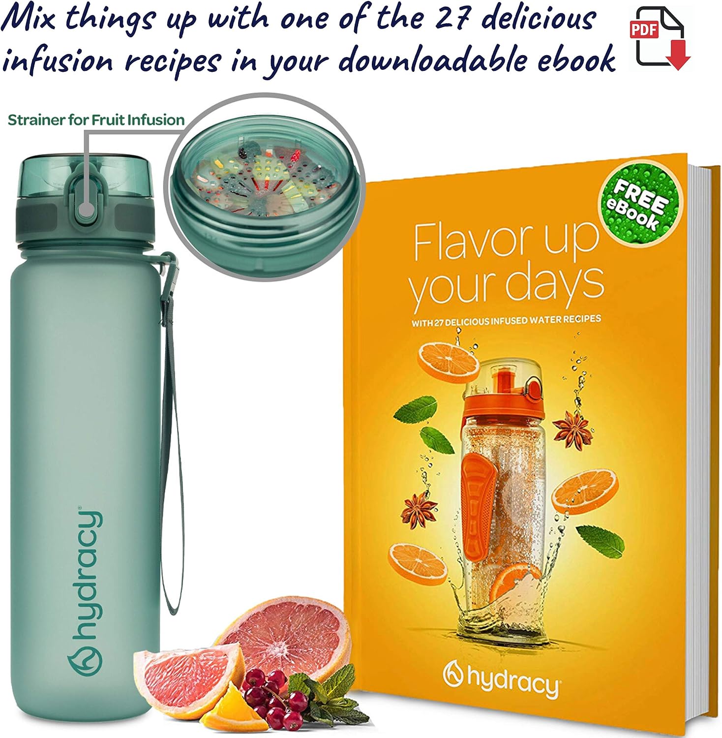 Hydracy Water Bottle with Time Marker, 500 ml 17 Oz BPA Free Water Bottle - Image 5