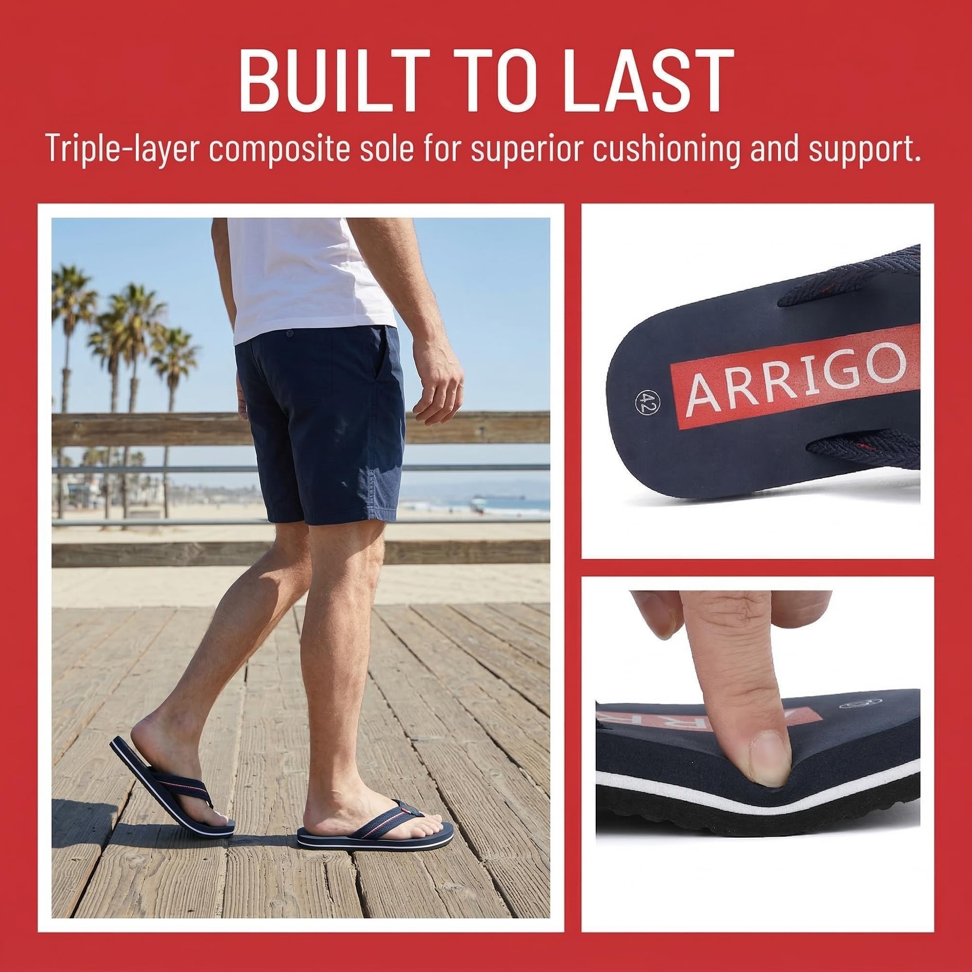 ARRIGO BELLO Chanclas Hombre Verano Sandalias Playa Piscina Pantuflas Zapatillas Flip Flops Antideslizante Slippers Chancleta Talla 41-46