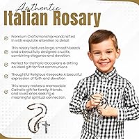 Vista 7 de SANCTUM VERITAS Catholic Rosary Necklace Large Bead Italian Rosary, Christian Prayer Beads for Car Mirror Decor, First Communion Religious Gift