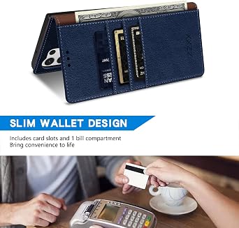 for Samsung Galaxy S23 Ultra Wallet Case with [RFID Blocking] Card Slot Kickstand Magnetic Closure Leather Flip Fold Protective Phone Case for Galaxy S23 Ultra 5G Case Wallet(Blue-6.8 inch)