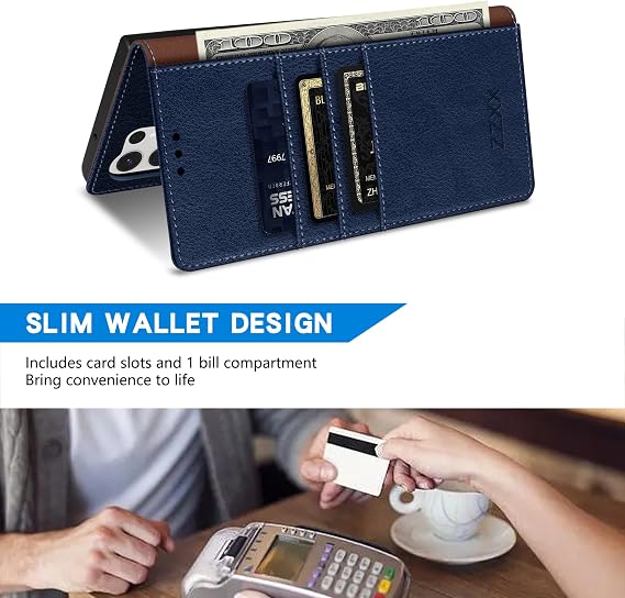 for Samsung Galaxy S23 Ultra Wallet Case with [RFID Blocking] Card Slot Kickstand Magnetic Closure Leather Flip Fold Protective Phone Case for Galaxy S23 Ultra 5G Case Wallet(Blue-6.8 inch)
