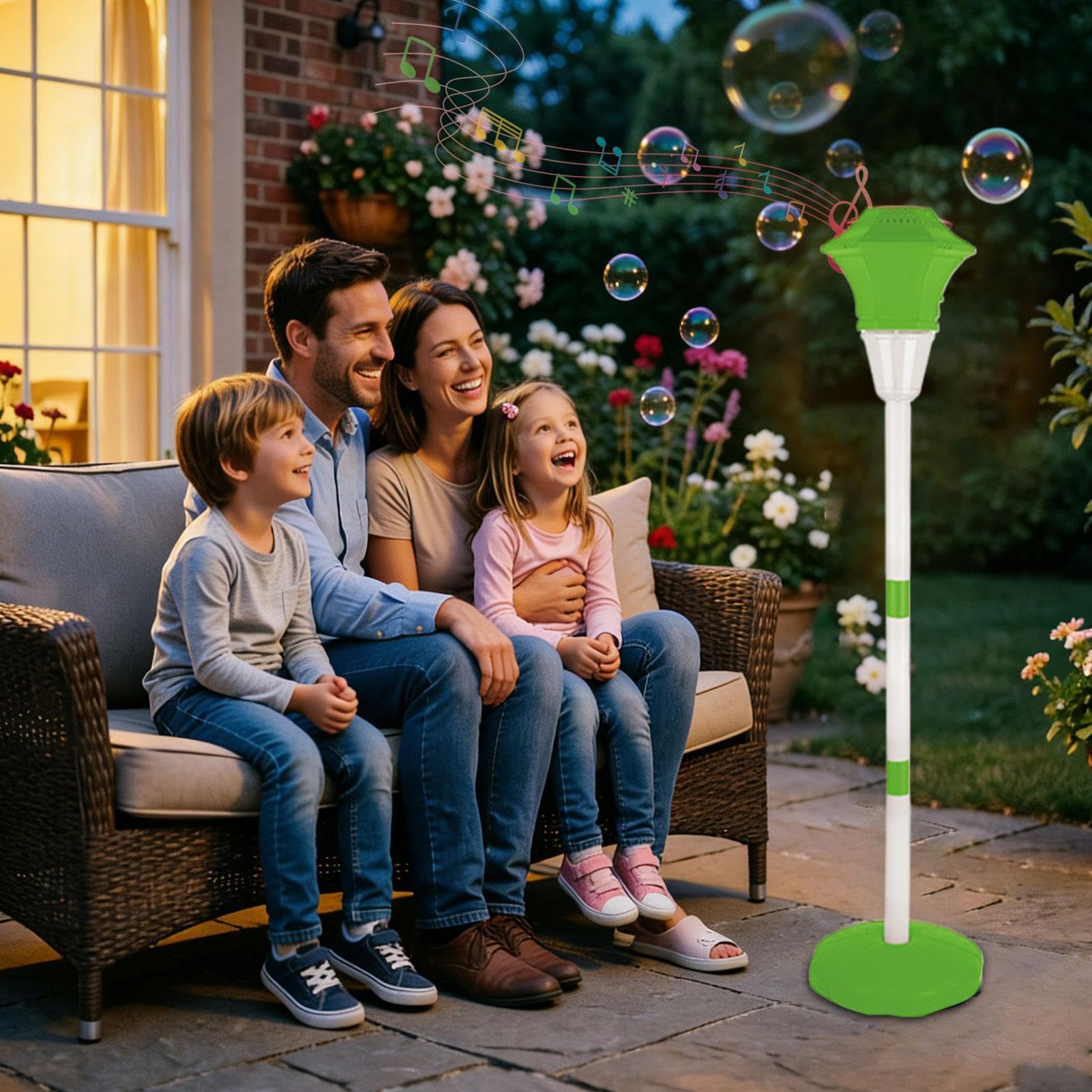Macchina Bolle A Bacchetta Soffice giocattolo ricaricabile 10 fori a | con Musica e Luce LED, Altezza Regolabile, Picchetto da Terra e Bacchetta Autoportante Per Matrimoni Giardino Piscin
