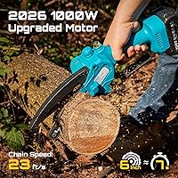 Vista 3 de SEESII Motosierra eléctrica de 6 pulgadas, inalámbrica, funciona con pilas, sierra de mano mejorada 2026 con batería de 2 x 2000 mAh para recortar