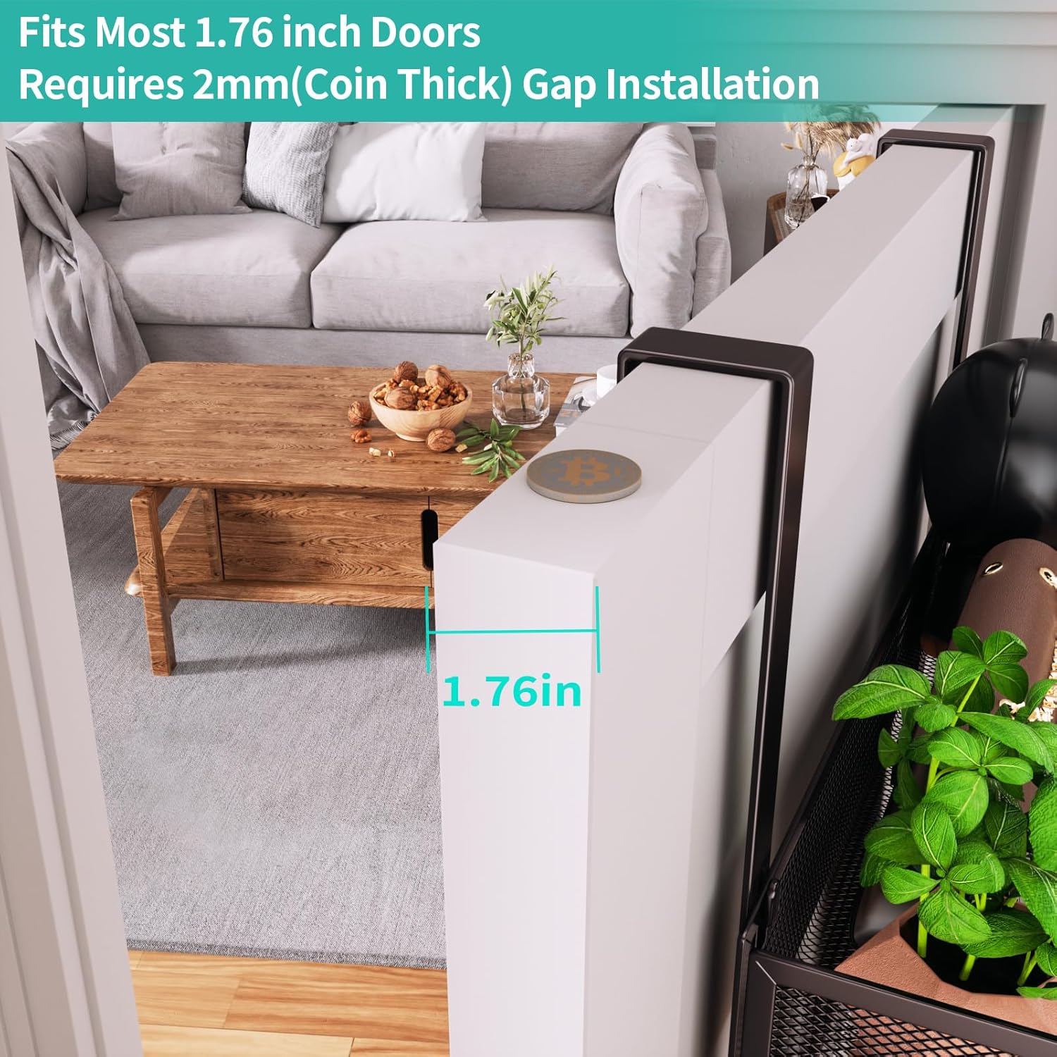 HapiRm Over The Door Hanger with Coat Hooks and 2 Baskets, Rustproof & Waterproof Over The Door Hooks, Storage Organizer for Hats, Bathroom, Kitchen, Bedroom - Bronze