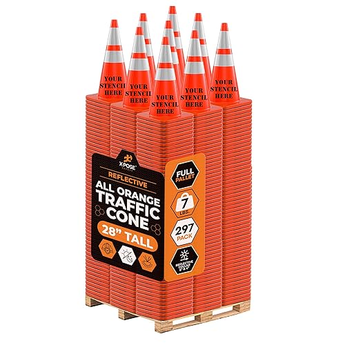 Miniatura 44 de Xpose Safety Conos de tráfico naranjas de 28 pulgadas con collares de 6 y 4 pulgadas, 1 paquete – Cono de seguridad de plástico PVC multiusos para