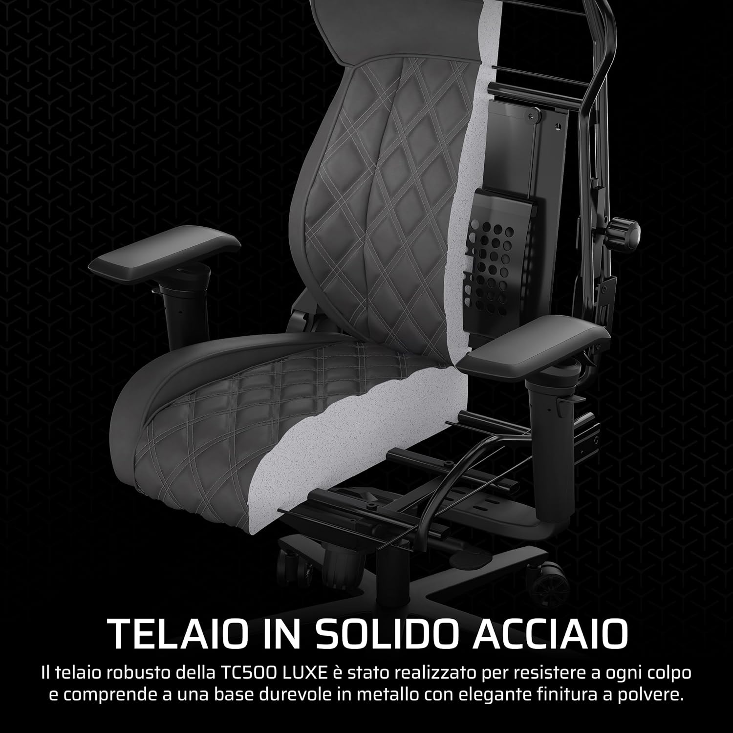 TC500 LUXE Sedia Gaming ÔÇô Tessuto Traspirante di Alta Qualit+á ÔÇô Ampia Seduta ÔÇô Braccioli Regolabili in Cinque Direzioni ÔÇô Supporto Lombare Regolabile ÔÇô Inclinazione di 90-135 Gradi ÔÇô Ombra - Sedia gaming - Immagine 7