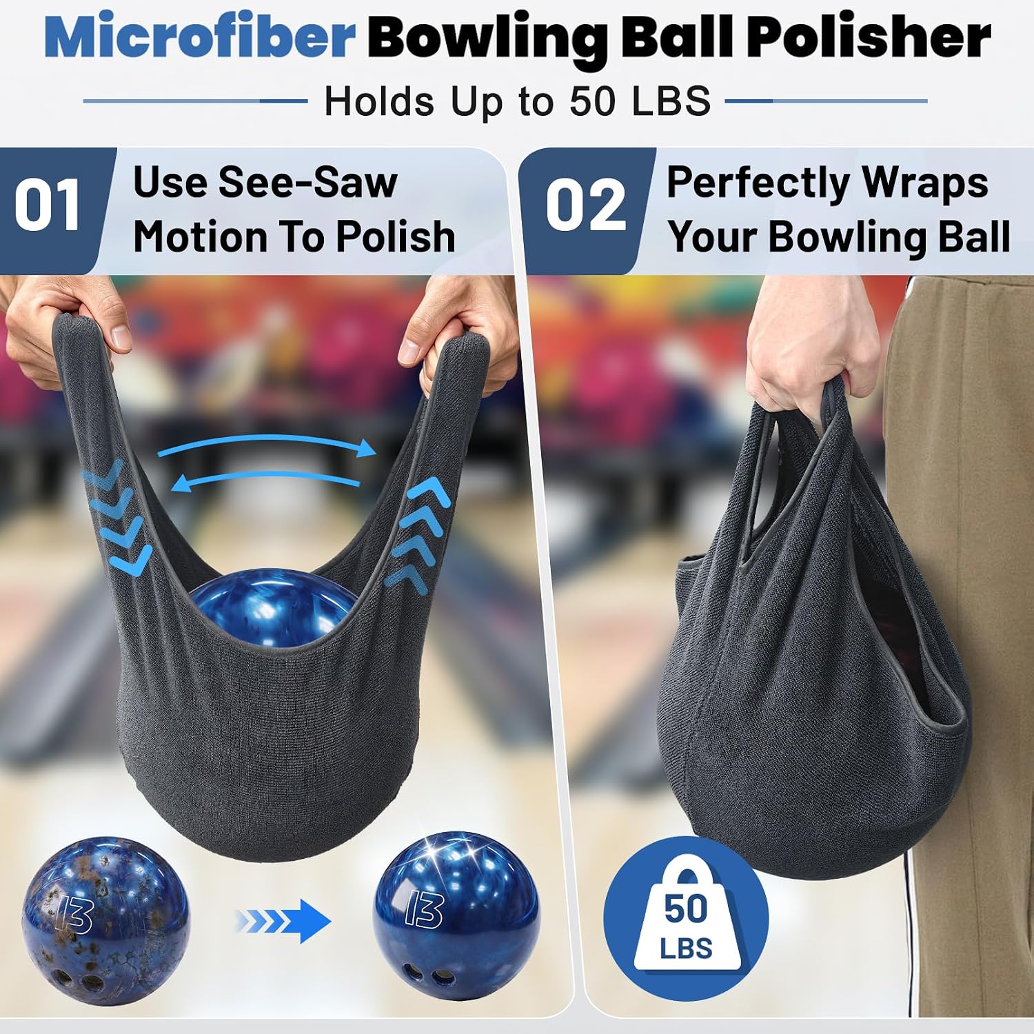 Bowling Accessories for Men/Women with Bowling Ball Spinner & Bowling Towel