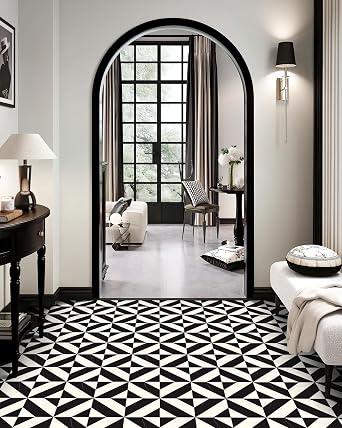 MORCART 20PCS 11.8" x 11.8" Peel and Stick Floor Tile, Black & White Marble