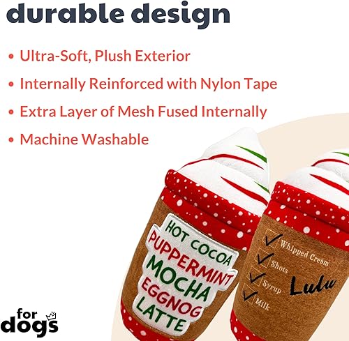 Miniatura 2 de Huxley & Kent para perros  Latte My Way (grande)  Juguete de peluche para perros de Navidad con chirriador  Regalo divertido para perros  Divertido,