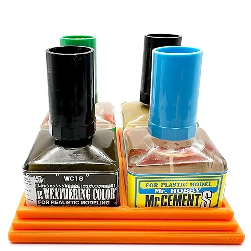 Jeff Did It Paint Bottle Holder - Holds 4 Bottles Compatible with Mr Hobby Square Bottles with Rubber Feet Anti-Tip Anti Slip Design - 3D Printed