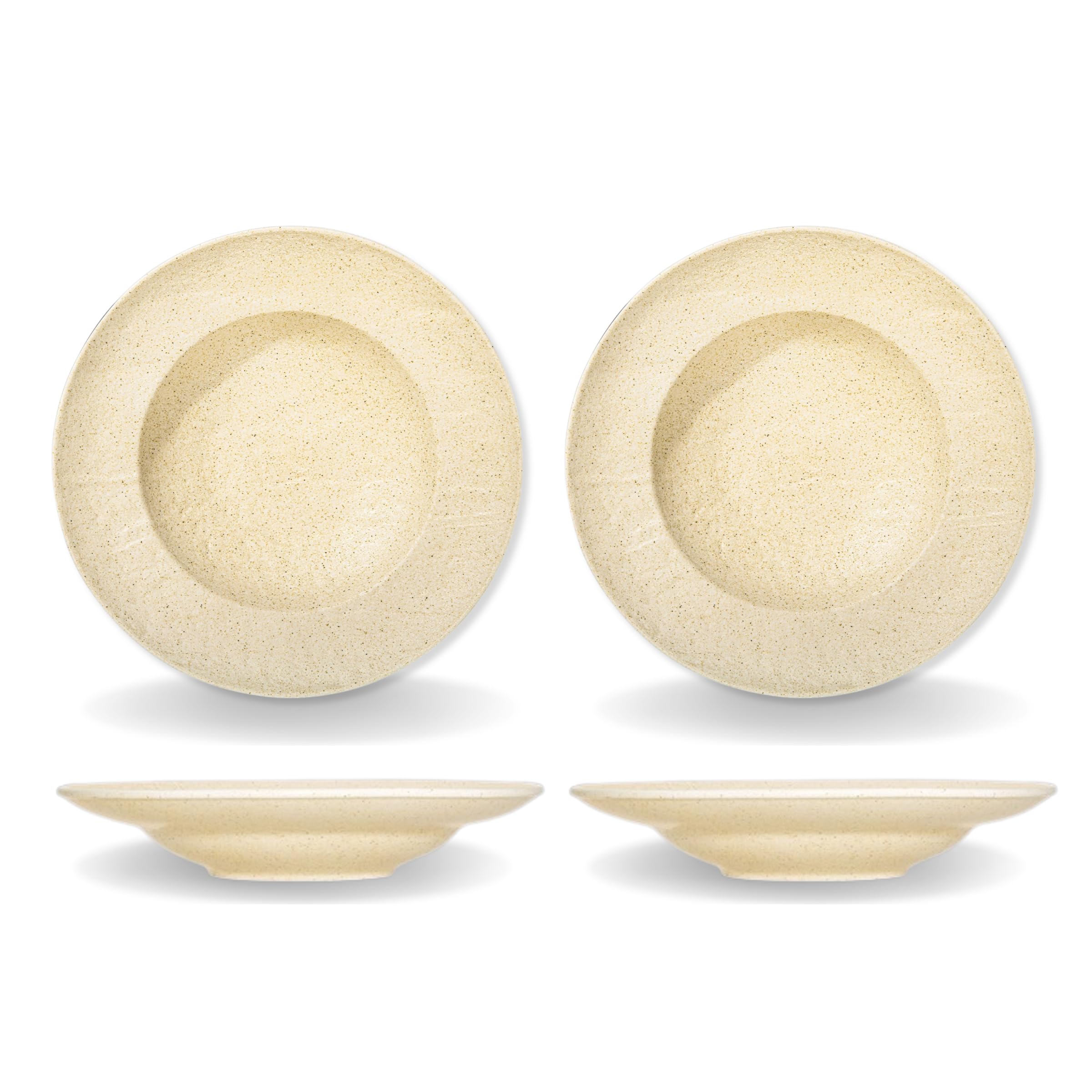 Wilmax | Platos hondos | Platos hondos | 2 unidades 25,5 cm/350 ml | Platos llanos de porcelana | aspecto de piedra | Platos para sopas, pastas, ensaladas, aptos para lavavajillas | para microondas |