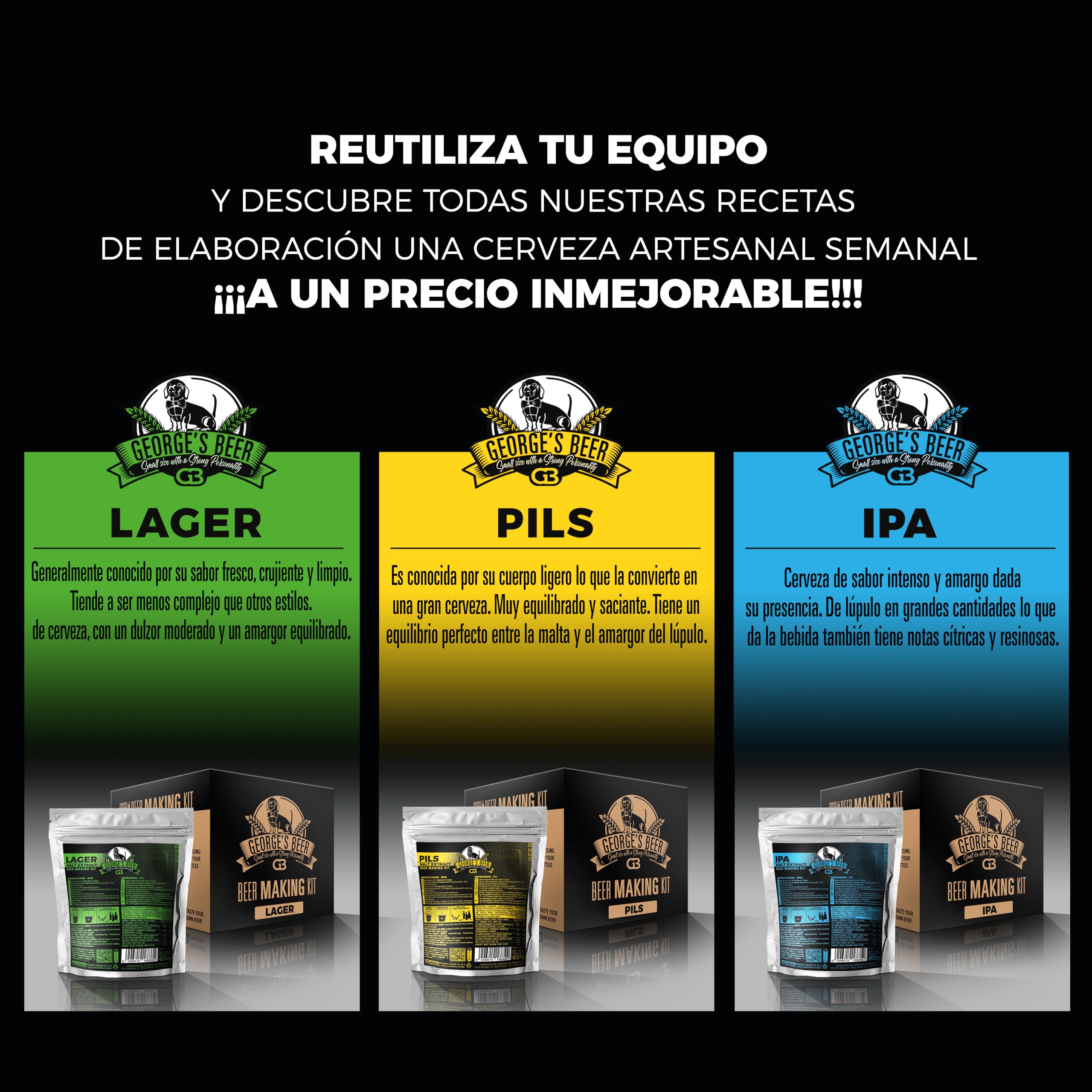 Beer & Wine - Kit de Fermentación de Cerveza George'S 5l - Cerveza Artesanal Casera - Kit de Fermentación de Malta - Kit de Producción de Cerveza - Idea de Regalo (Malta IPA)