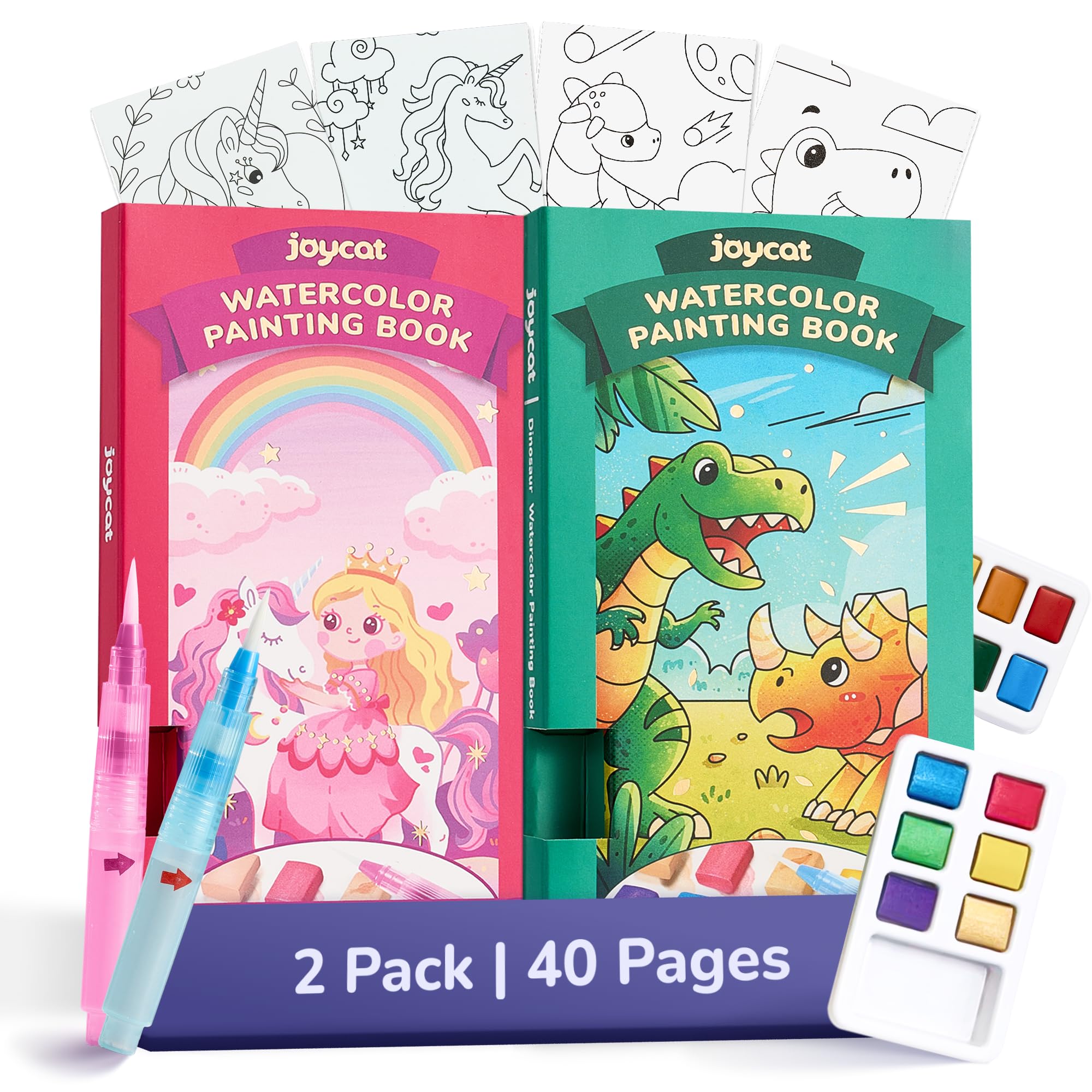 JoyCat 2 Pack Pocket Paint with Water Coloring Books for Kids