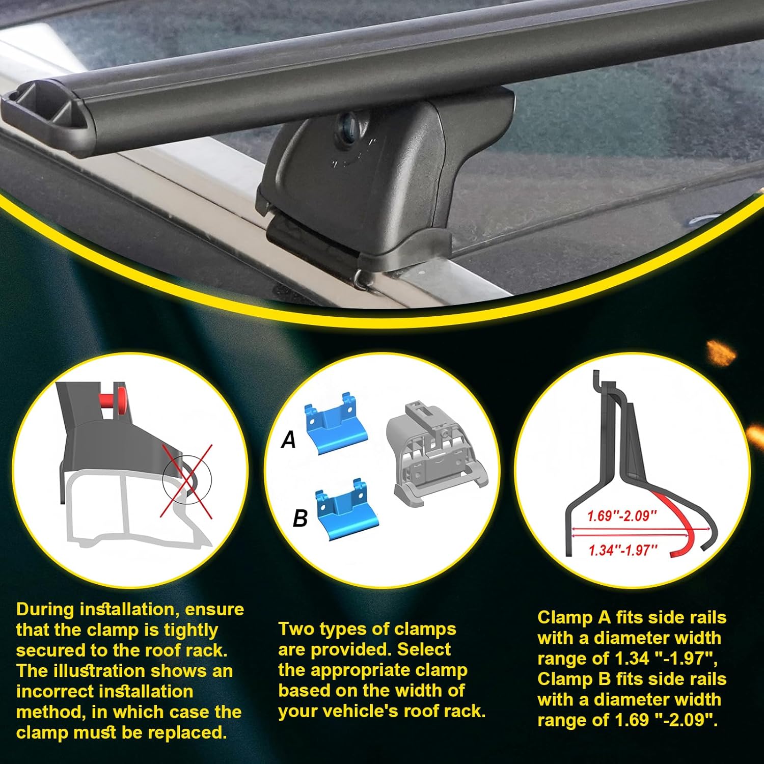 Roof Rack Cross Bars Universal (2Pcs) | Heavy Duty Roof Crossbars Roof Luggage Carrier Suitable for Carrying Luggage/Kayaks/Bicycles/Canoes Black