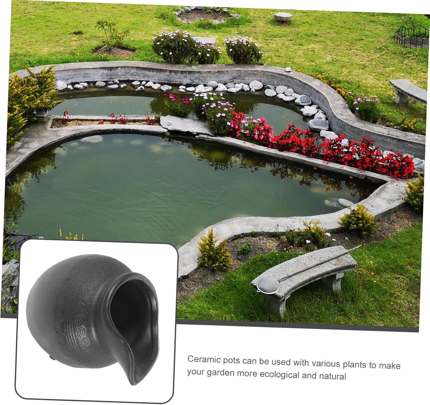 Sosoport Ceramic Water Fountain Jar Outdoor Decorative Waterfall Jar Circulating Water Feature
