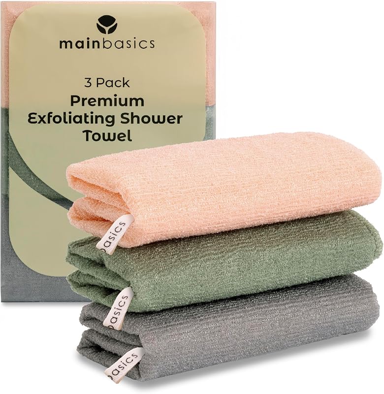 Toalha Japonesa para Banho MainBasics, Textura Estruturada, Earthy Love, Pacote com 3