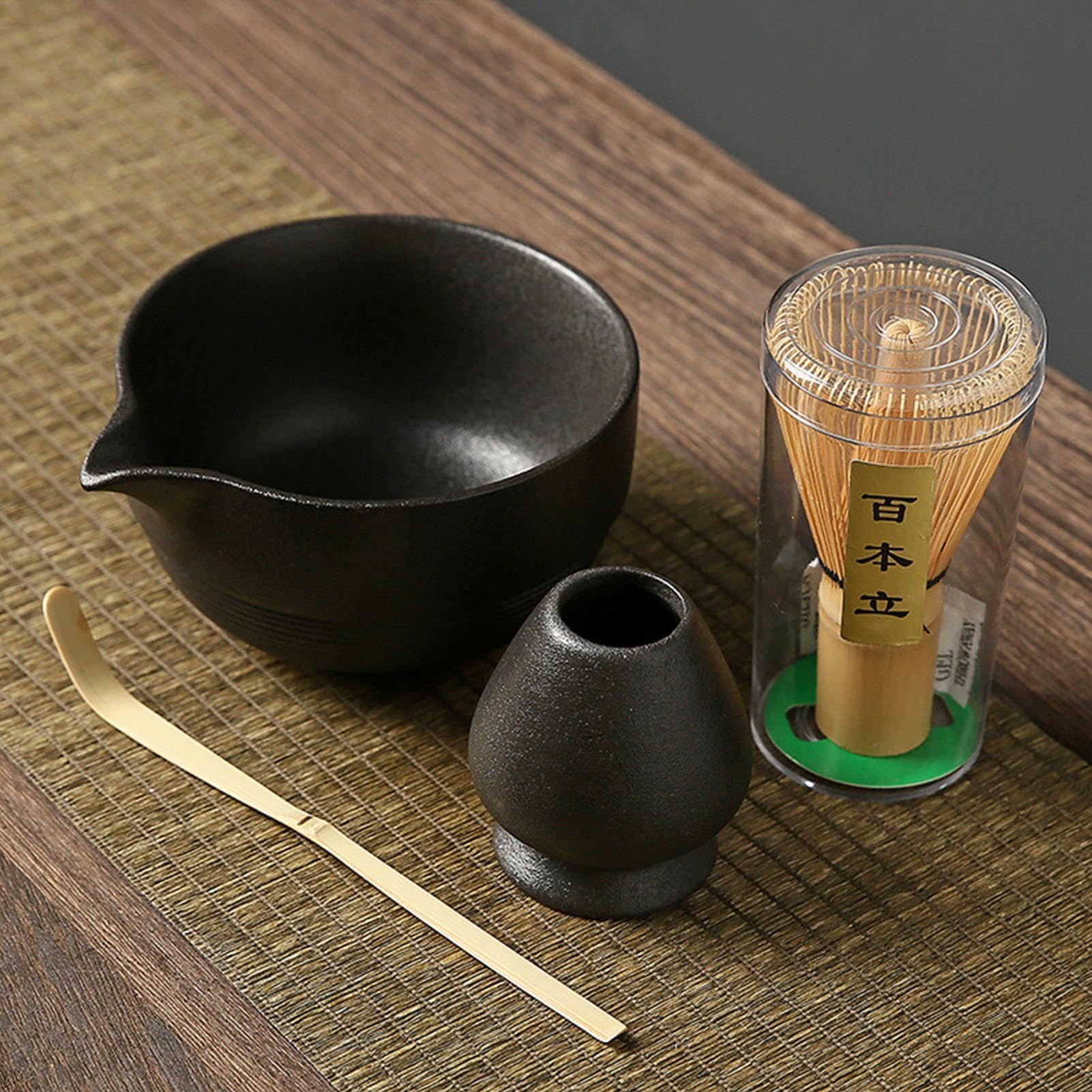 RisePlus Set Matcha Completo Per La Cerimonia Del Tè - Ciotola Con Beccuccio, Frusta In Bambù (Chasen), Pala (Chashaku) E Portafrusta - 2