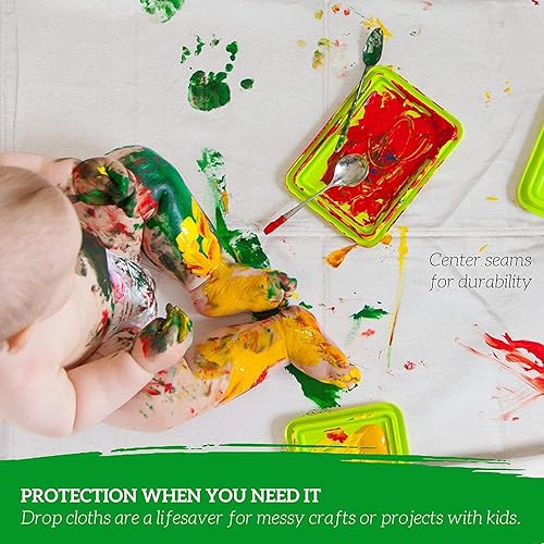 Vista 22 de GREEN LIFESTYLE Paños de lona multiusos para pintar, cubierta de suelo, protección resistente para muebles y superficies, lona de lona reutilizable