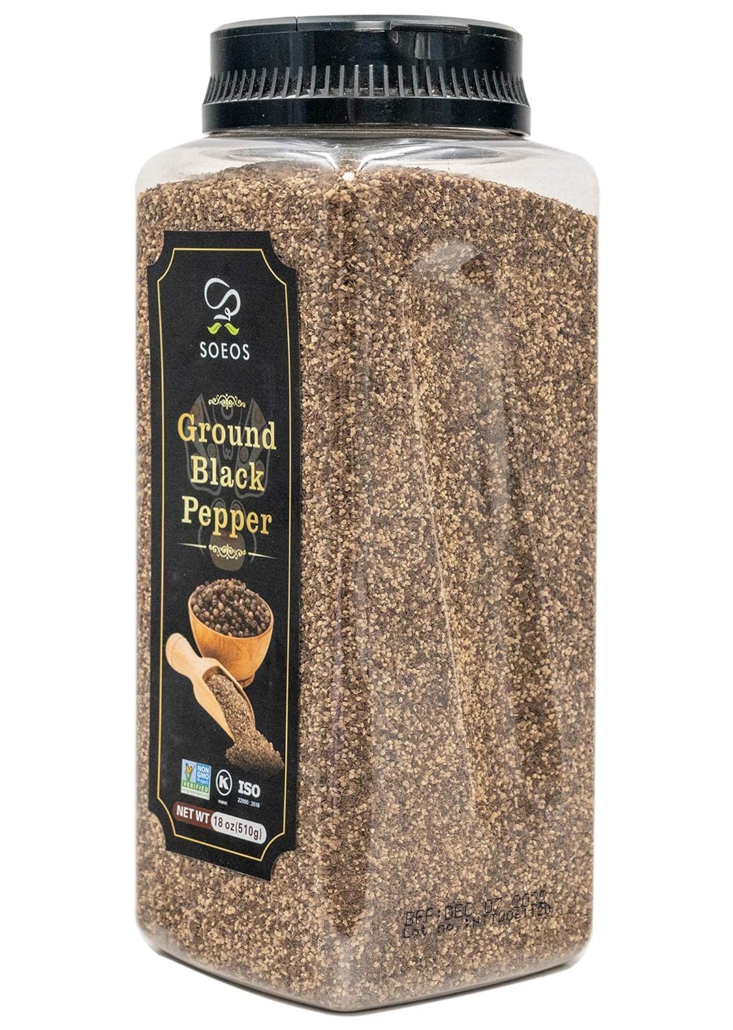 Soeos Table Ground Black Pepper (18oz),Fresh Black Peppercorn Powder, Ground Black Peppercorns, Table Grind Black Pepper, Read to Use Black Pepper, Black Pepper Bulk, 24 Mesh Size. : Grocery & Gourmet Food