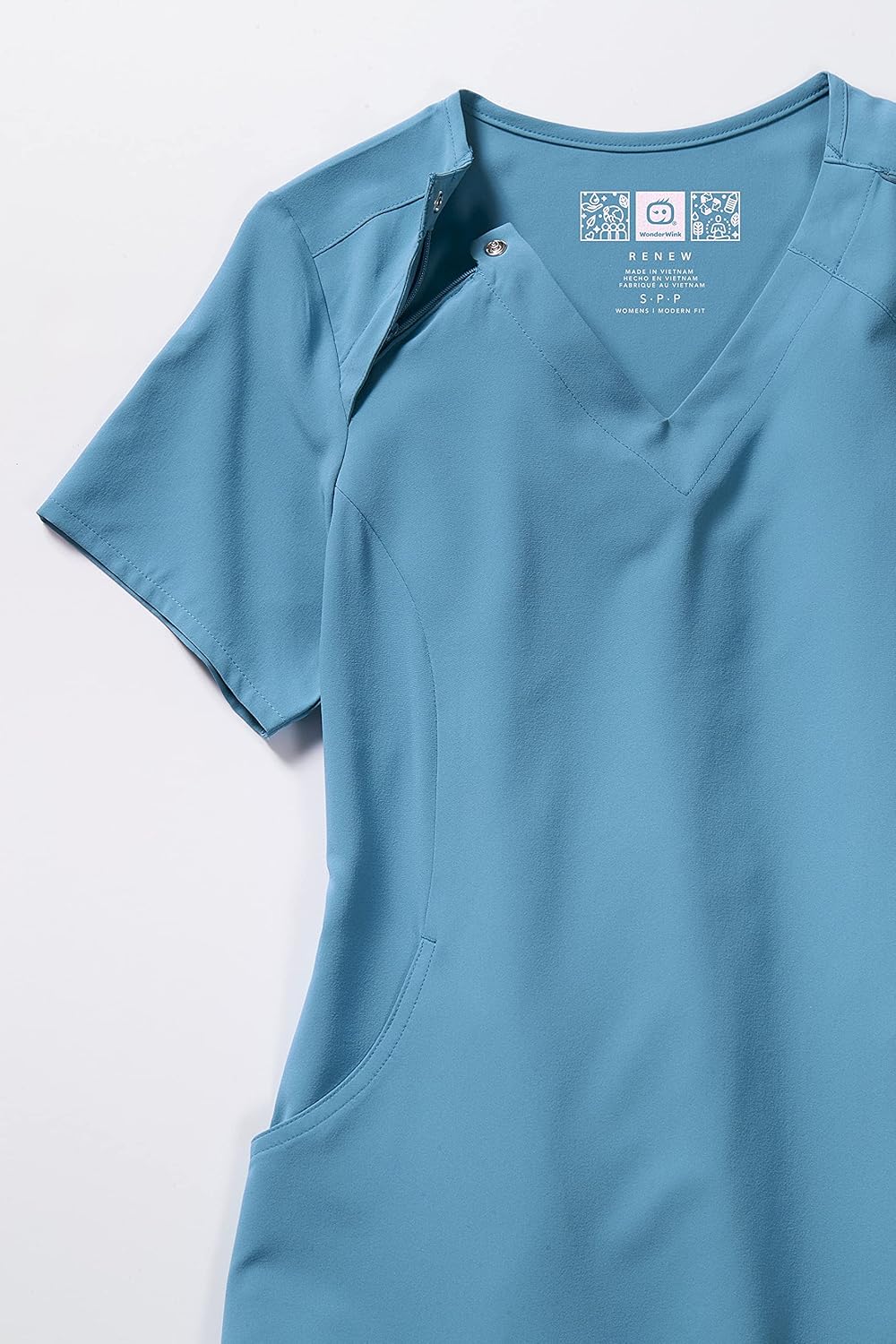 WonderWink Womens Renew Women's Zip Accent Scrub Top - Image 4