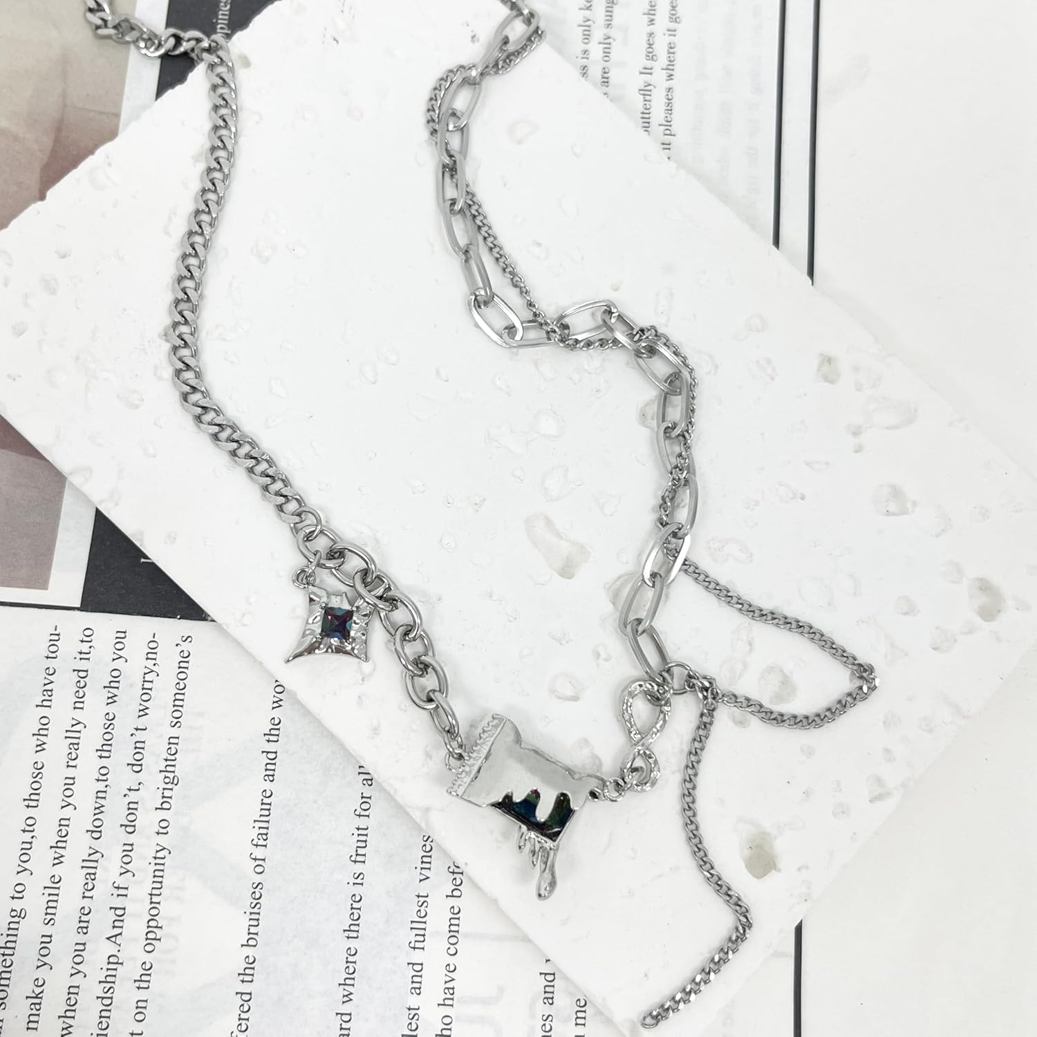 Y2k Irregular Necklace Star Pendant Moonlight Stone Fashion Collar Chain Design Spicy Silver Jewelry for Women - Image 3