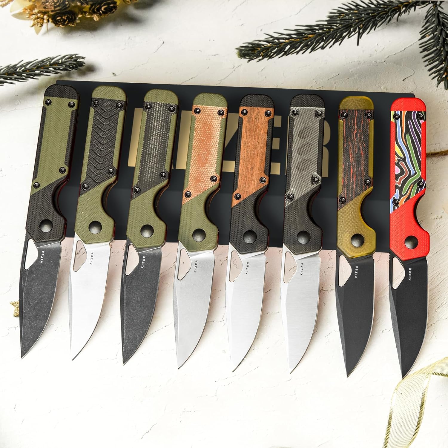 Kizer Mini Militaw Klappmesser, 2,82 Zoll Nitro V-Klinge Taschenmesser, Mehrfarbig G10-Griff, Kleines EDC-Messer mit Taschenclip, Camping-Jagdmesser für Männer und Frauen, Geschenk V3634SA2