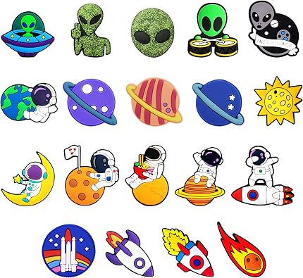 Space Shoe Charms for Clogs, Alien Astronaut Planet Rocket Decorative Accessories, Gift for Brithday