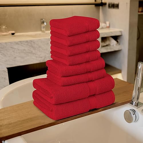 Miniatura 5 de Towel and Linen Mart - Juego de toallas de baño, 2 toallas de mano y 4 paños de 2 capas de baja torsión de 600 GSM, hilado en anillo altamente