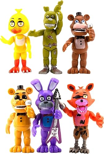 NA Toysvill FNAF Action Figures (Set of 6 pcs) | Inspired by Five Nights at Freddy’s Toys Figurines Set, Cake Toppers, Party Set, Collectible Toys for Kids, Height About 4 inches