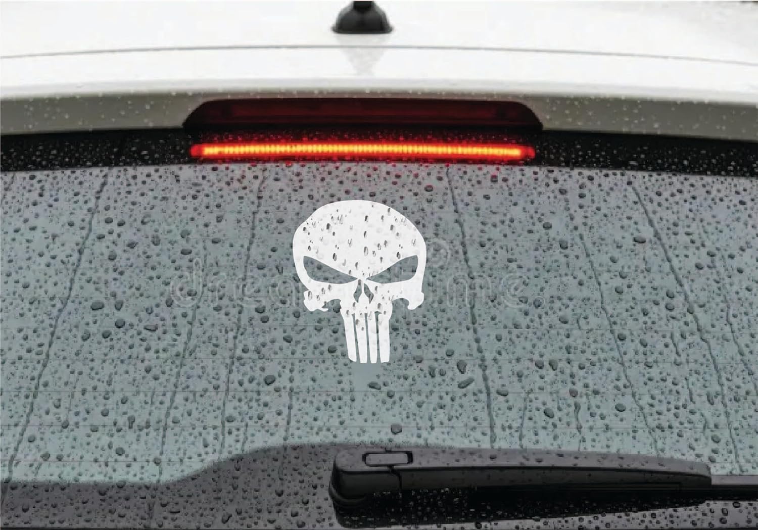 Punsher Skull Decal Vinyl Sticker for Car Truck Van Windows Laptop, White Skull Bumper Sticker | 5.5 inches (White)