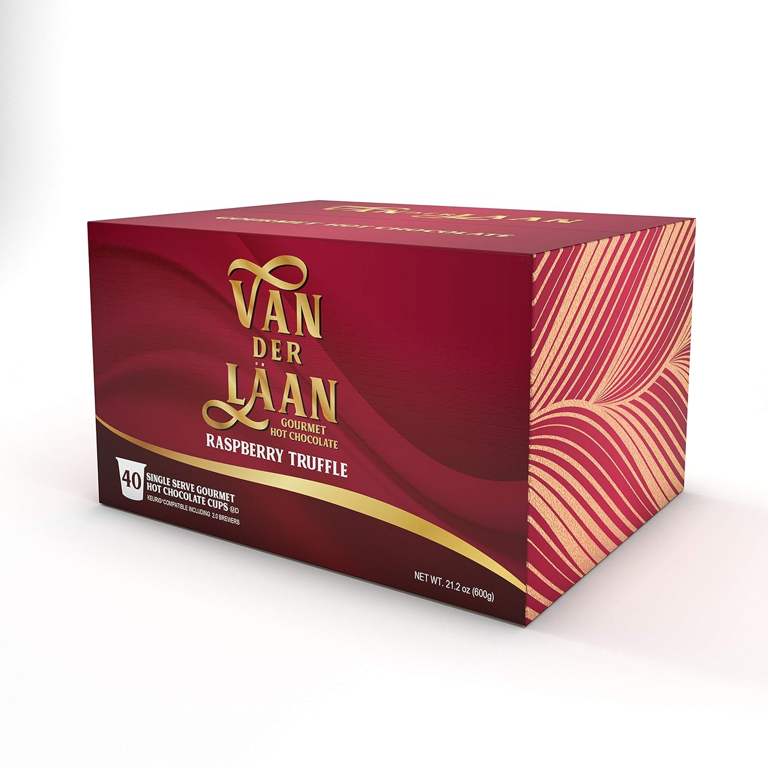 Van Der Laan Chocolate Hot Cocoa Pods, Raspberry Truffle Gourmet Dutch Chocolate Compatible with K Cup Brewers Including 2.0, 40 Count (Pack of 1)