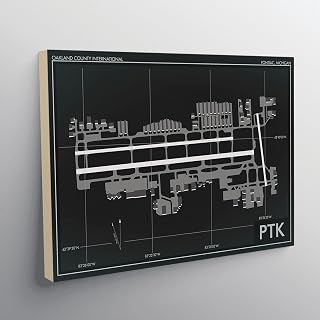 MG Global Hanging Canvas Print of Oakland County Intl Airport Ptk 1 | 8x12 12x18 16x24 20x30 24x36 Minimalist Wall Art for Gift | Minimalism Home Office Decor