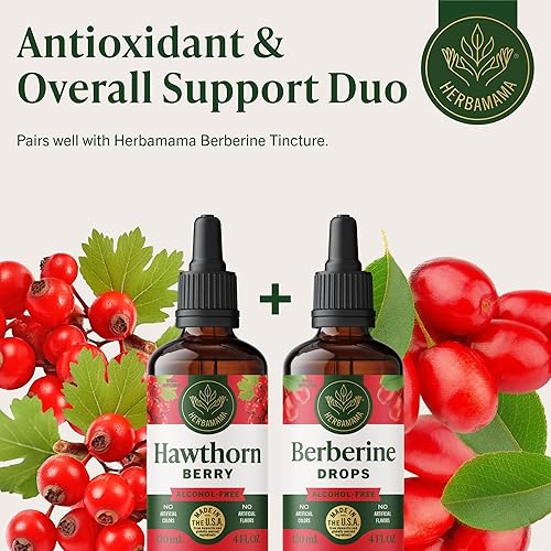 Miniatura 7 de HERBAMAMA Gotas de suplemento de bayas de espino  Antioxidante vegano y apoyo general con tintura de espino  Extracto de fruta líquido sin OMG, sin