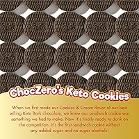 Vista 4 de ChocZero Galletas sándwich de chocolate keto con crema, Dunkies bajos en azúcar sin gluten (1 caja, 9 onzas)